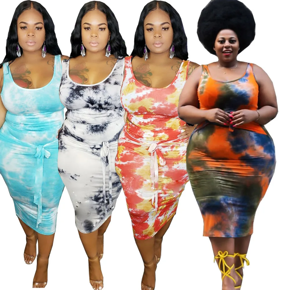Plus Size Women clothing Summer sleeveless tops and skirt set fashion tie dye dresses women summer dresses 2021
Plus Size Women clothing Summer sleeveless tops and skirt set fashion tie dye dresses women summer dresses 2021