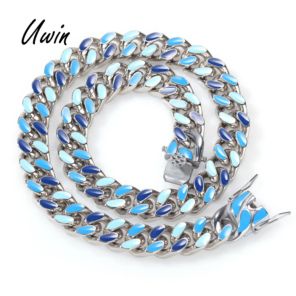 Hip Hop Stainless Steel Blue Color Cuban Link Chain Necklace Bracelet Jewelry Wholesale Products, Blue, purple, pink, green, white, orange, customize color
Hip Hop Stainless Steel Blue Color Cuban Link Chain Necklace Bracelet Jewelry Wholesale Products, Blue, purple, pink, green, white, orange, customize color