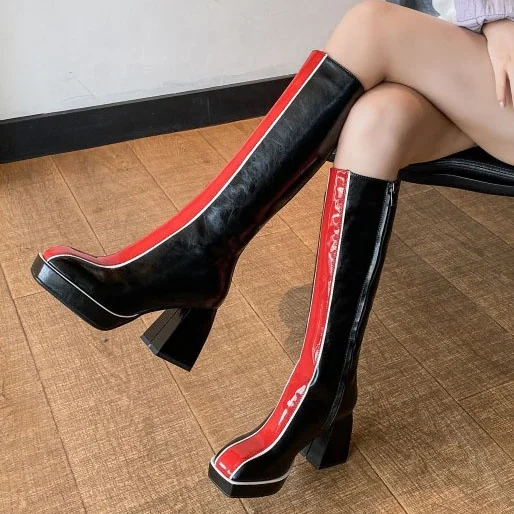 Autumn Patchwork Side Zip Women Square Toe Knee High Booties Polka Dot Platform Chunky Heel Daily Boots For Ladies Plus Size 43, Black,white
Autumn Patchwork Side Zip Women Square Toe Knee High Booties Polka Dot Platform Chunky Heel Daily Boots For Ladies Plus Size 43, Black,white