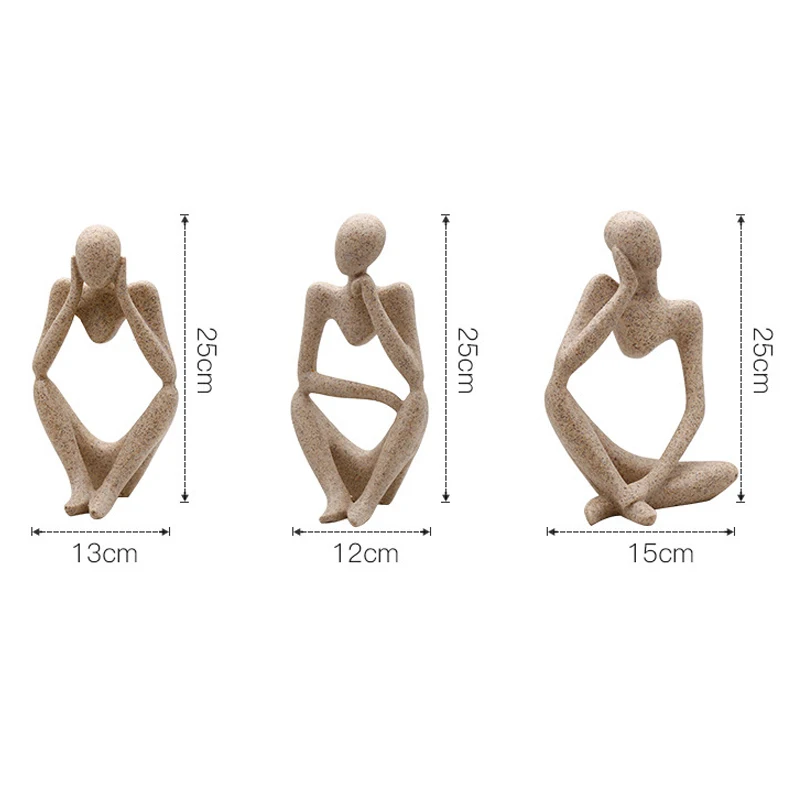 Modern European Style Forgetive Creative Abstract Miniature Office Home Decoration Sculptures Figurines Resin Thinker Statues