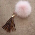 Wholesale 12 Color 14-15CM 100% raccoon fur ball pom pom keyring