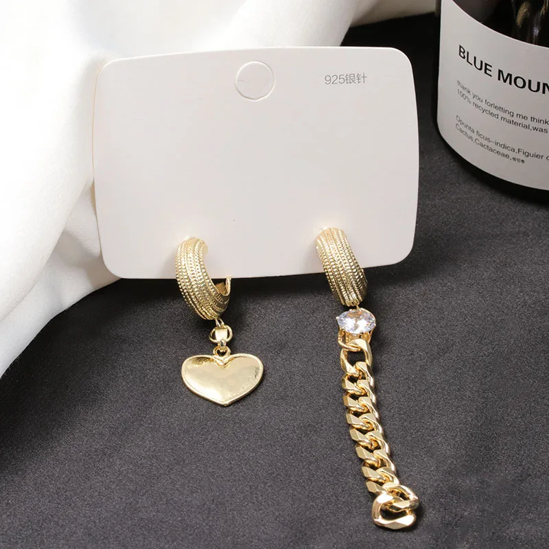 Hot selling design women's long chain heart asymmetric 925 silver stud earrings women's alloy stud jewelry earrings, As picture
Hot selling design women's long chain heart asymmetric 925 silver stud earrings women's alloy stud jewelry earrings, As picture