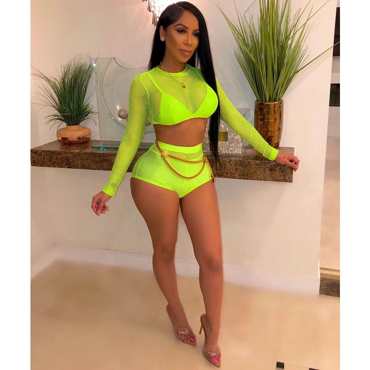 2021 high fashion long sleeve crew neck tops matching mesh suits 2 piece crop top and shorts women sets
2021 high fashion long sleeve crew neck tops matching mesh suits 2 piece crop top and shorts women sets