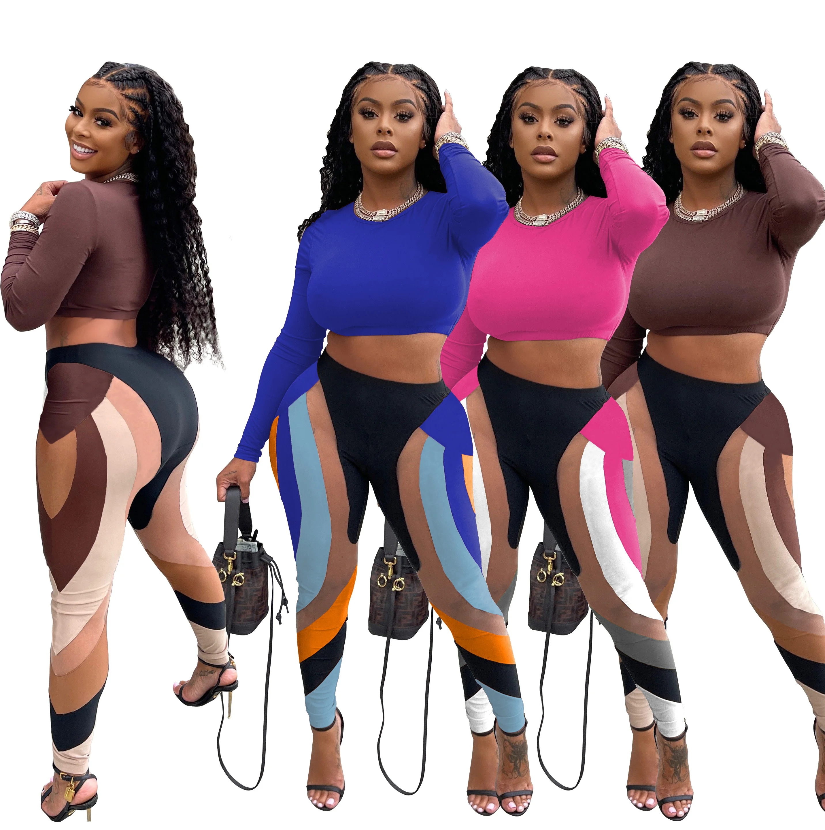 Hot selling autumn long sleeve crop top pants set sexy bodycon tight printed patchwork two piece track suits women fall clothes, Shown
Hot selling autumn long sleeve crop top pants set sexy bodycon tight printed patchwork two piece track suits women fall clothes, Shown