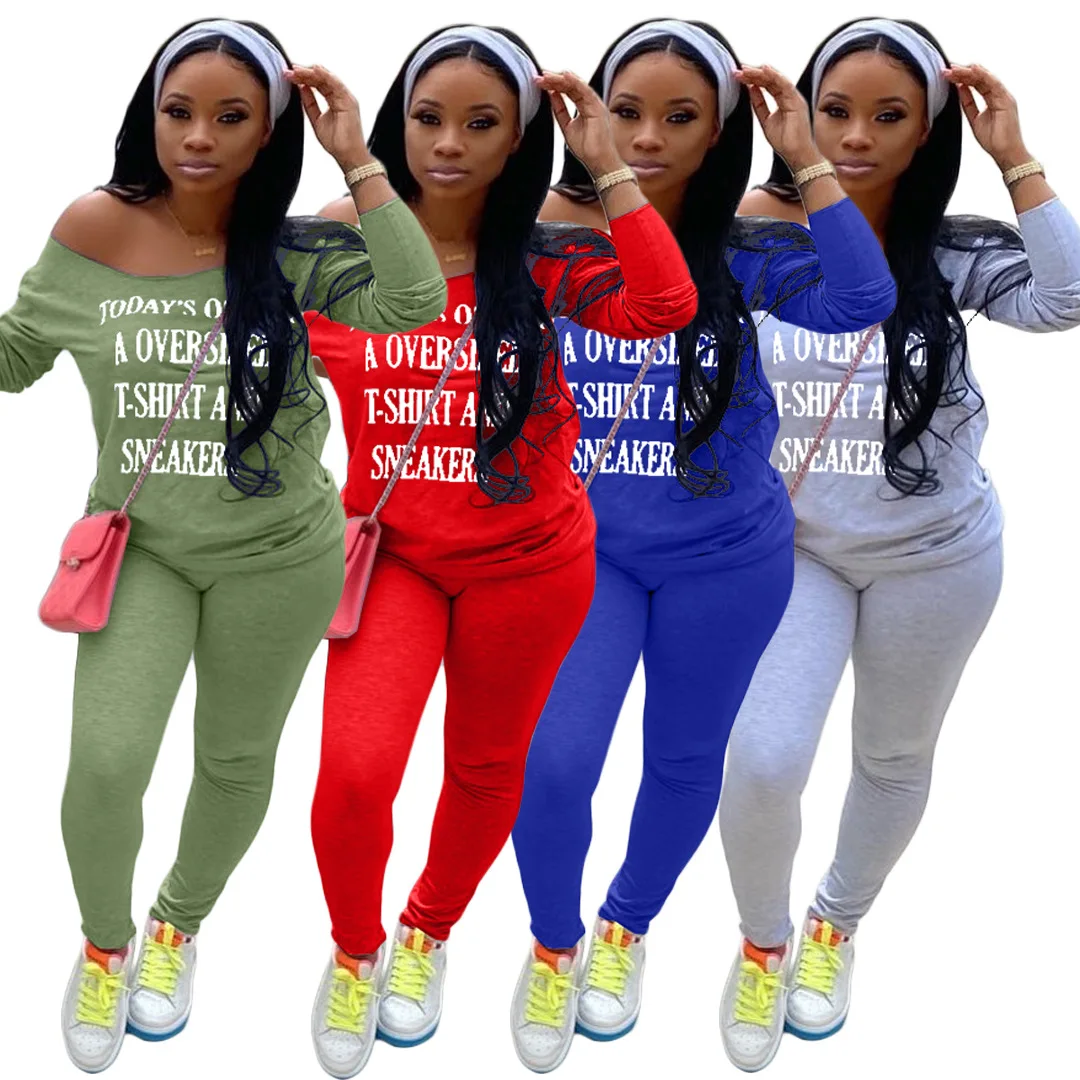 Q7077 2021 trendy women clothes 4colors long sleeves letter print two piece 2 pieces clothing set
Q7077 2021 trendy women clothes 4colors long sleeves letter print two piece 2 pieces clothing set