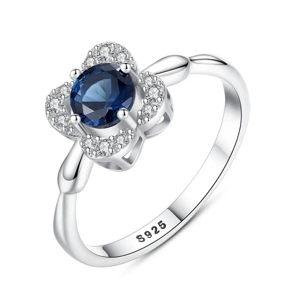 Sri Lankan сапфировое кольцо S925 стерлингового серебра простой элегантный драгоценный камень цветок кольцо