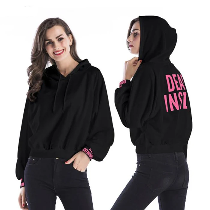 Women Custom Clothing Manufacturers Letter Printing Black Hodies For Woman, Customized color
Women Custom Clothing Manufacturers Letter Printing Black Hodies For Woman, Customized color
