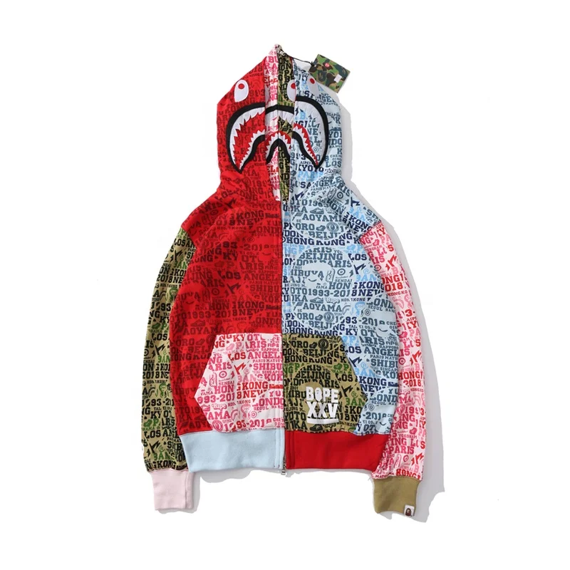 Wholesale Price Fashion Shark New type Bape Hoodie two hats set red camouflage Men Bape Sweatshirt With Zipper, As picture show
Wholesale Price Fashion Shark New type Bape Hoodie two hats set red camouflage Men Bape Sweatshirt With Zipper, As picture show
