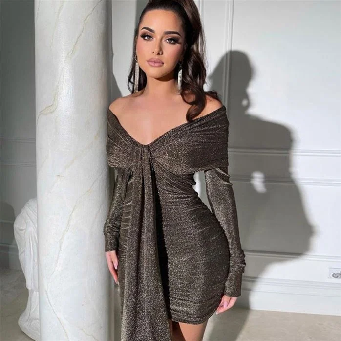 New Dress Styles Women Solid Color Off Shoulder Ruffle Elegant Casual Dresses Sexy 
New Dress Styles Women Solid Color Off Shoulder Ruffle Elegant Casual Dresses Sexy