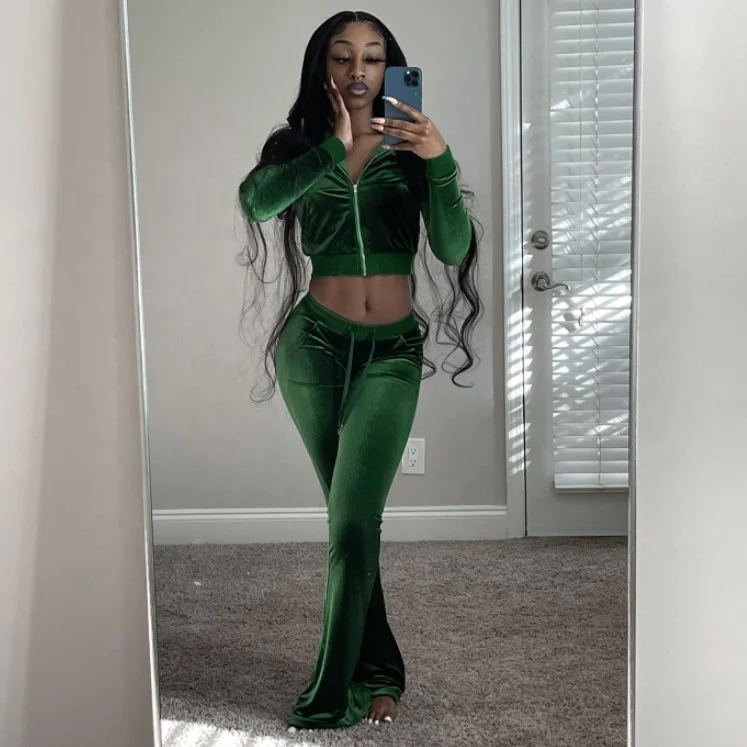 2021 Velvet Set For Women's Fall Women 2 Piece Set Women Unique Design Long Sleeve Top+wide-legged Pants Sporty Fall Clothing
2021 Velvet Set For Women's Fall Women 2 Piece Set Women Unique Design Long Sleeve Top+wide-legged Pants Sporty Fall Clothing