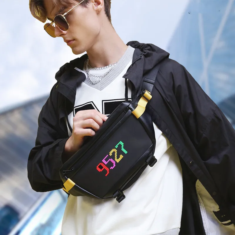 Waterproof Shoulder Chest LED Backpack Cycling Travel Daypack for Men Women,Sling Bag with LED Display, Black
Waterproof Shoulder Chest LED Backpack Cycling Travel Daypack for Men Women,Sling Bag with LED Display, Black