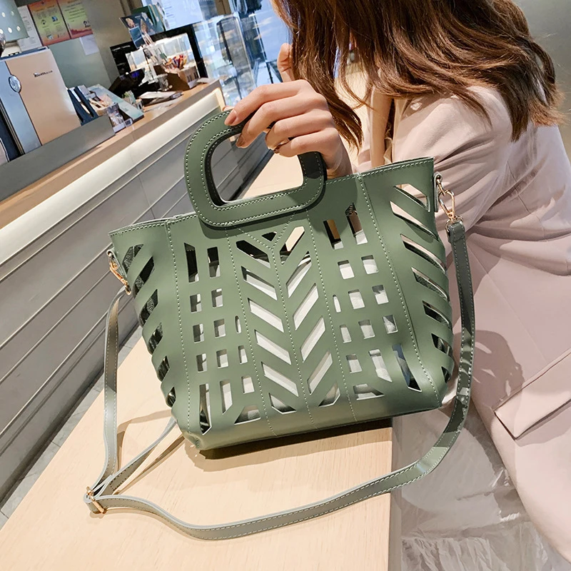 wholesale timeless fashion classics black PU leather hollow out casual tote bag with zipper bag, Customsized
wholesale timeless fashion classics black PU leather hollow out casual tote bag with zipper bag, Customsized