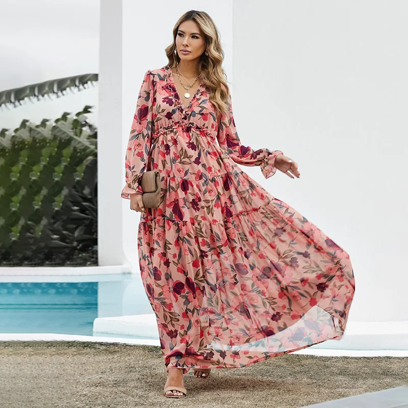 New Arrival Women Clothing Wild Lotus Ruffle Tiered Maxi Dress Women's Seaside Holiday Beach Floral Dress, Accept customized women dress
New Arrival Women Clothing Wild Lotus Ruffle Tiered Maxi Dress Women's Seaside Holiday Beach Floral Dress, Accept customized women dress