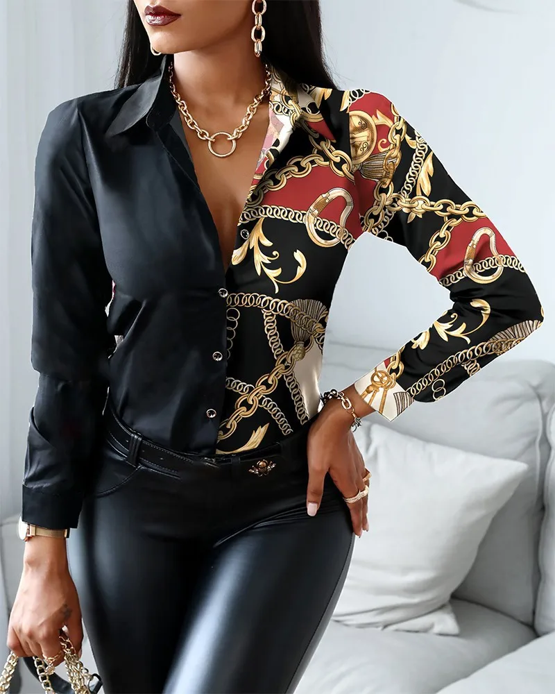 Blouses Women Casual Shirts Turn-down Collar Button Tops Long Sleeve Blouse Office Ladies Elegant Print Shirt
Blouses Women Casual Shirts Turn-down Collar Button Tops Long Sleeve Blouse Office Ladies Elegant Print Shirt