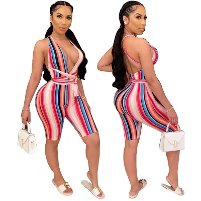 F11002A New arrivals Summer Ladies Stripe stretch printing Sporty jumpsuit, As picture
F11002A New arrivals Summer Ladies Stripe stretch printing Sporty jumpsuit, As picture