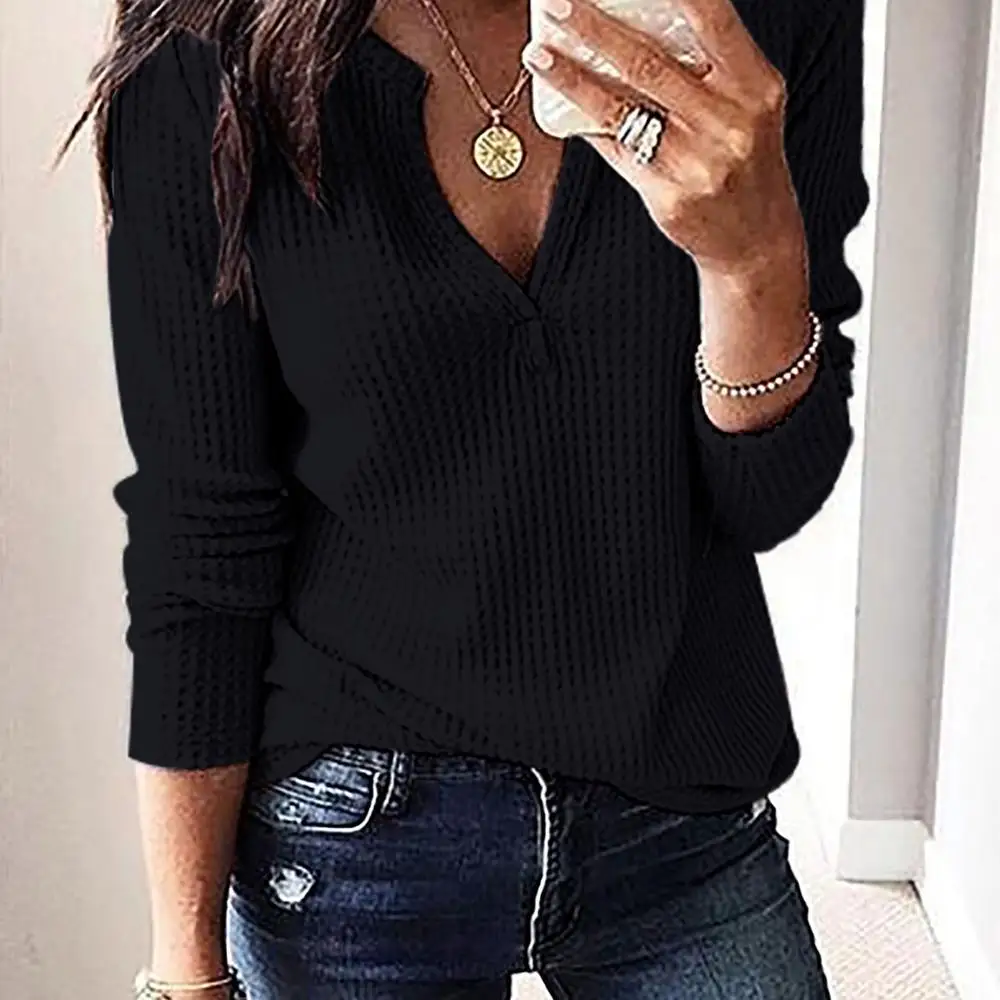 Women's Sweaters Fashionable Custom Design Knitted Sweater Sleeve V-neck Pure Color Women Korean Sweater
Women's Sweaters Fashionable Custom Design Knitted Sweater Sleeve V-neck Pure Color Women Korean Sweater