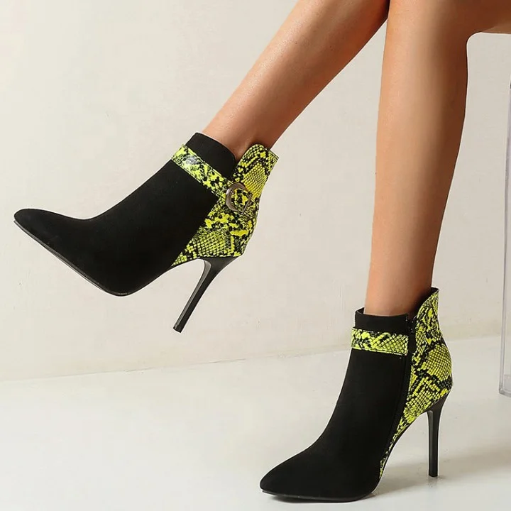 Soft Suede Ankle Boots Mixed Color Short Booties Women Size 48 Pythion Print Match Color Women's High Thin Heels, Black yellow green brown orange
Soft Suede Ankle Boots Mixed Color Short Booties Women Size 48 Pythion Print Match Color Women's High Thin Heels, Black yellow green brown orange