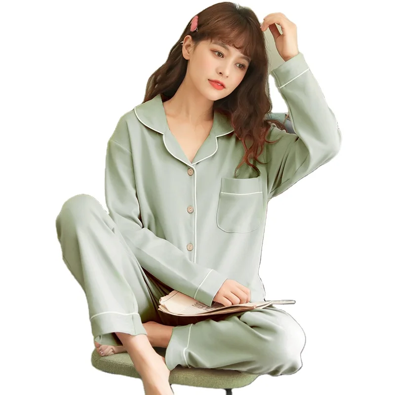 Spring Autumn Winter pajamas women pure cotton long sleeve with pants sleepwear solid color homewear, Customized color
Spring Autumn Winter pajamas women pure cotton long sleeve with pants sleepwear solid color homewear, Customized color