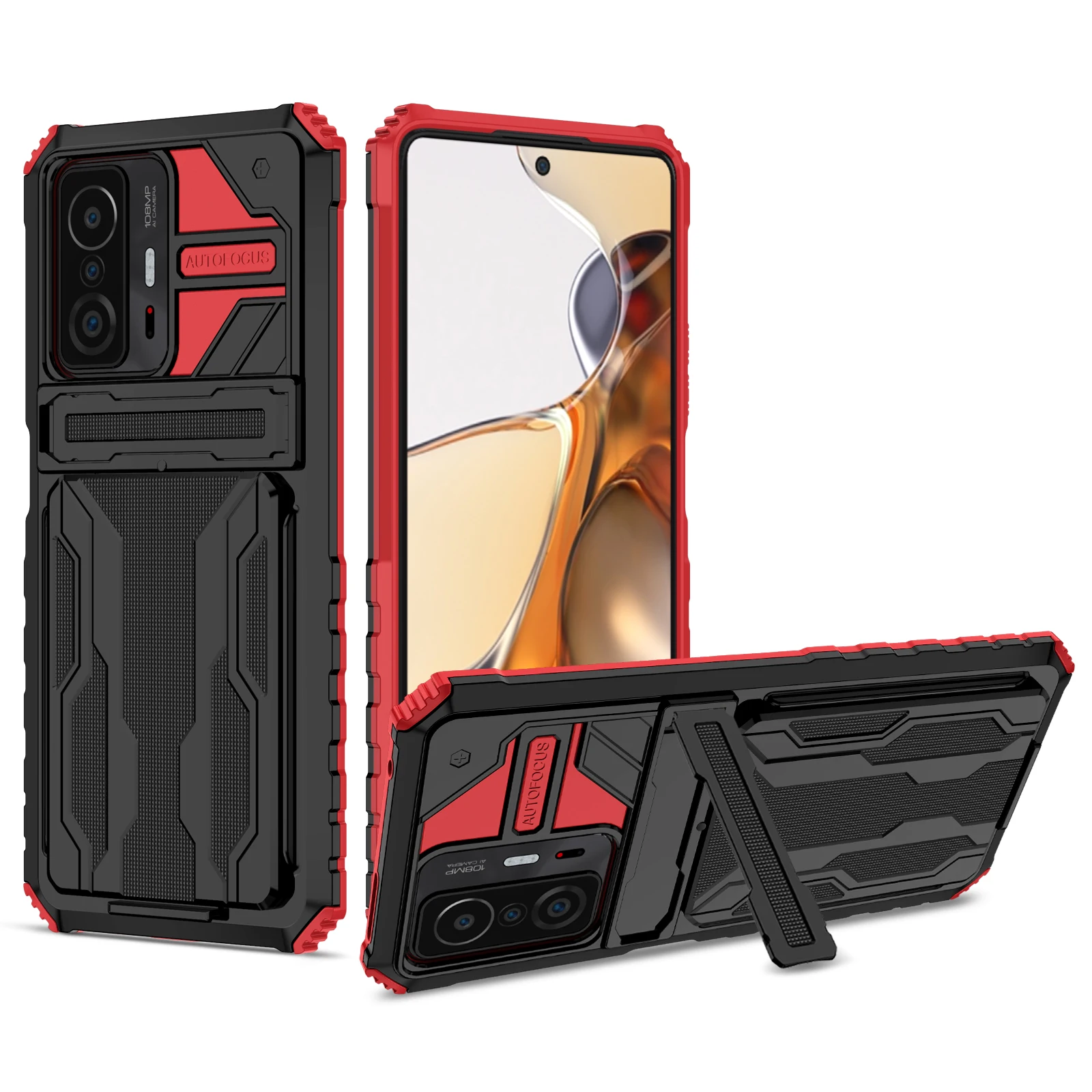 

Xiao mi Armor Wallet Case with Credit Card Holder Stand Kickstand For 11T /11T pro Redmi Note 11 Pro Note 10 5G Xiaomi 11 Lite