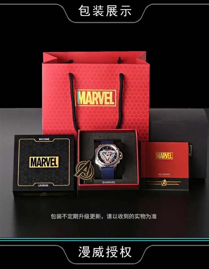 USA Marvel Characters Licensed Brand Gold Japan VD53 Quartz Movement Iron-man Watches Men Wrist