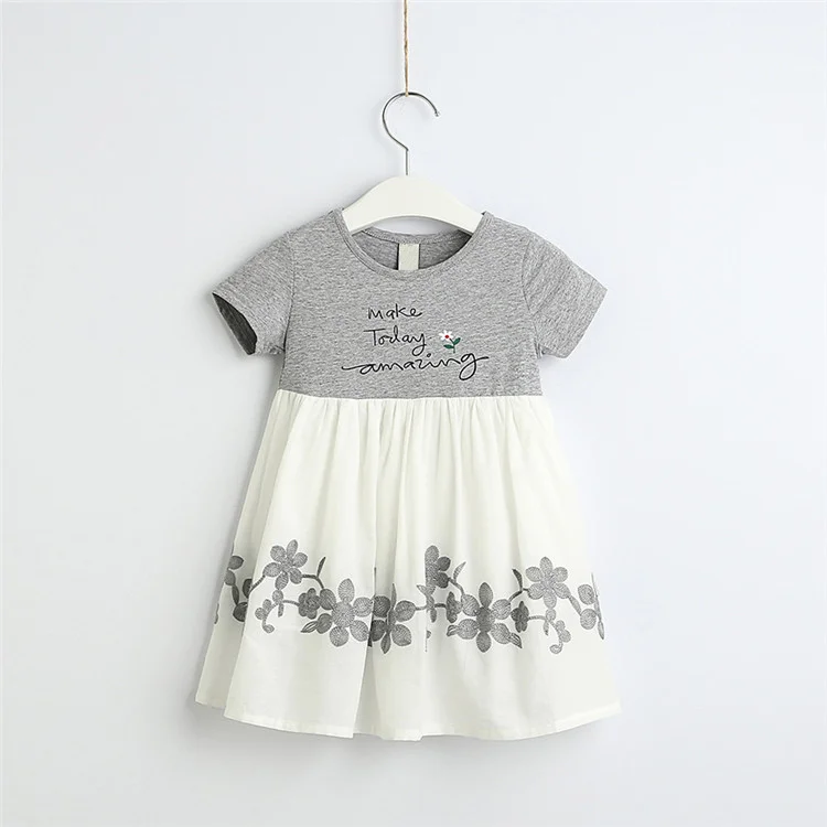 Wholesale summer baby girl dresses 100% cotton letter flowers printed short-sleeved children clothes dresses, As picture
Wholesale summer baby girl dresses 100% cotton letter flowers printed short-sleeved children clothes dresses, As picture