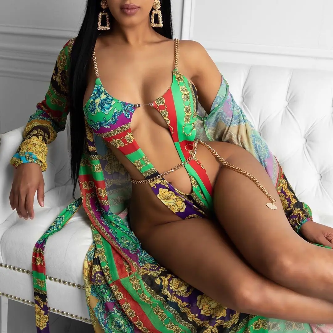 European and American swimsuit 2021 new printed one-piece bikini chain swimsuit
European and American swimsuit 2021 new printed one-piece bikini chain swimsuit