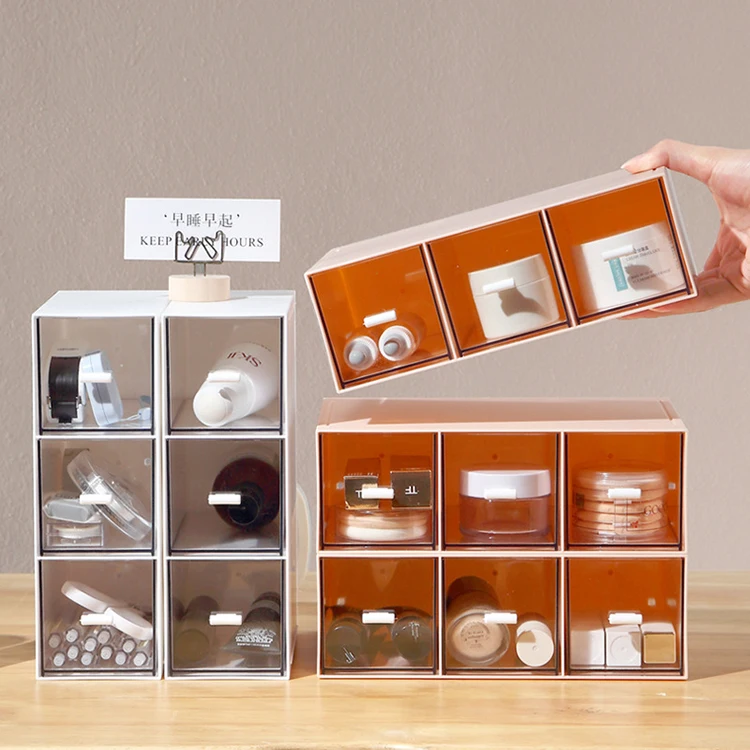 Desktop drawer type portable can be stacking plastic compartment multi-layer free combination makeup storage box
Desktop drawer type portable can be stacking plastic compartment multi-layer free combination makeup storage box