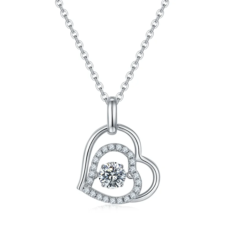 Romantic moissanite jewelry white gold plated 925 silver double heart pendant necklace
Romantic moissanite jewelry white gold plated 925 silver double heart pendant necklace
