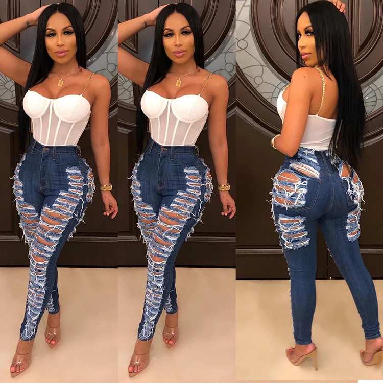 Custom High Quality Summer Women High Waist Blue Denim Plus Size Skinny Ripped Jeans
Custom High Quality Summer Women High Waist Blue Denim Plus Size Skinny Ripped Jeans
