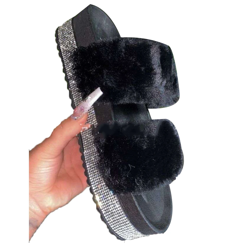 Superstarer Wholesales Double strap platform rhinestone women fur furry sandals fashionable ladies flip flop slipper
Superstarer Wholesales Double strap platform rhinestone women fur furry sandals fashionable ladies flip flop slipper