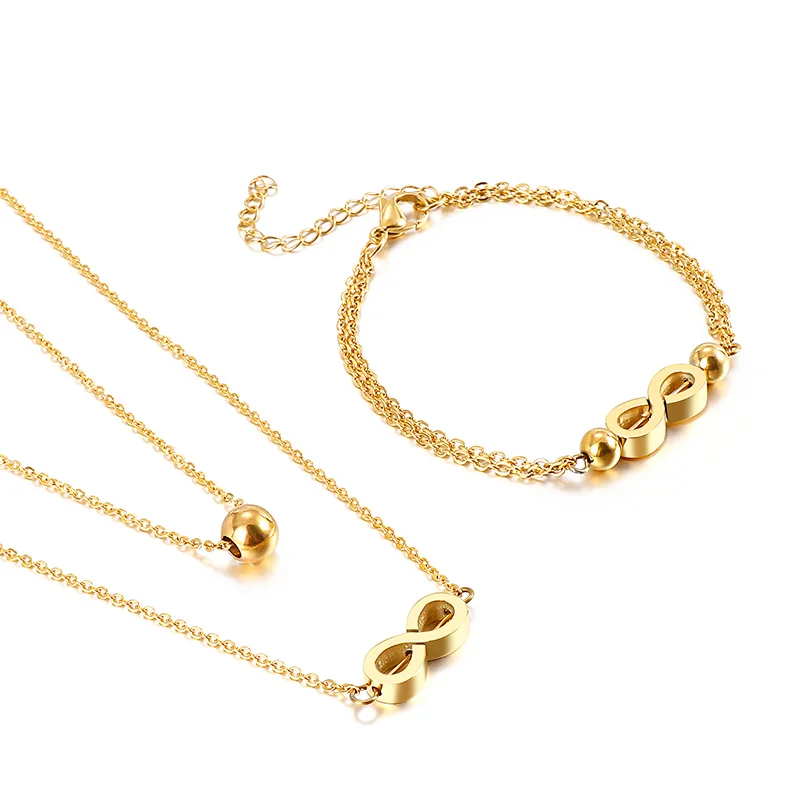 Design Party Accessories Bracelet Women Long Chain Pendant Necklace Stainless Steel Jewelry Set
Design Party Accessories Bracelet Women Long Chain Pendant Necklace Stainless Steel Jewelry Set