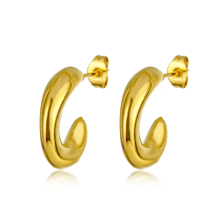 Manufacturer hot selling stainless steel earring gold plated jewelry C shaped tube hoop earrings
Manufacturer hot selling stainless steel earring gold plated jewelry C shaped tube hoop earrings
