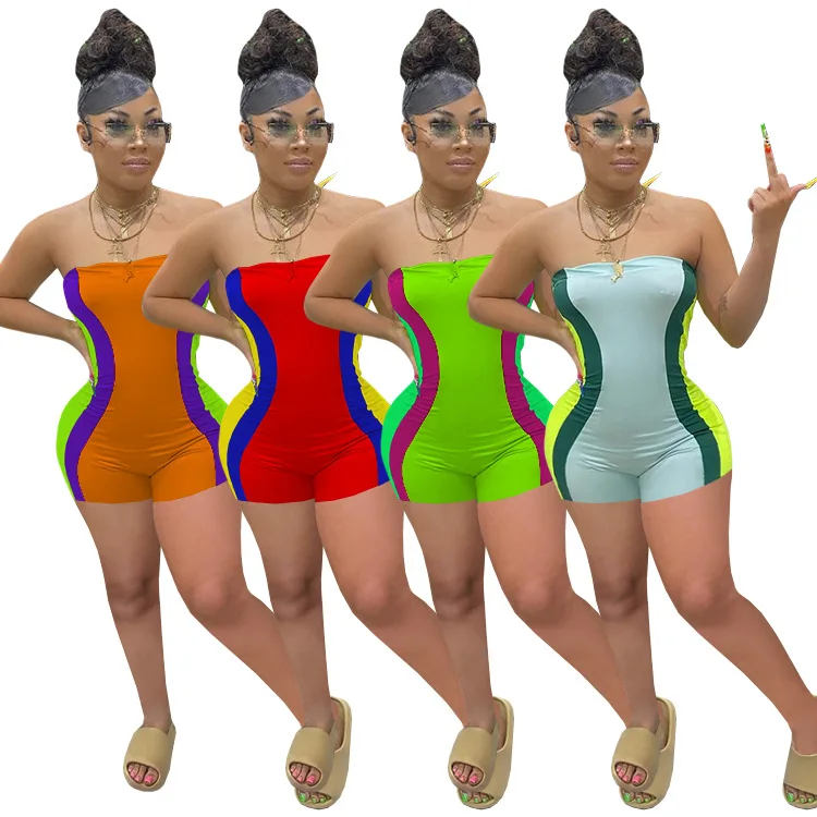 Summer Hot Women's Wrap Tube Top Short Bodycon Color Block Patchwork Sleeveless Jumpsuits
Summer Hot Women's Wrap Tube Top Short Bodycon Color Block Patchwork Sleeveless Jumpsuits