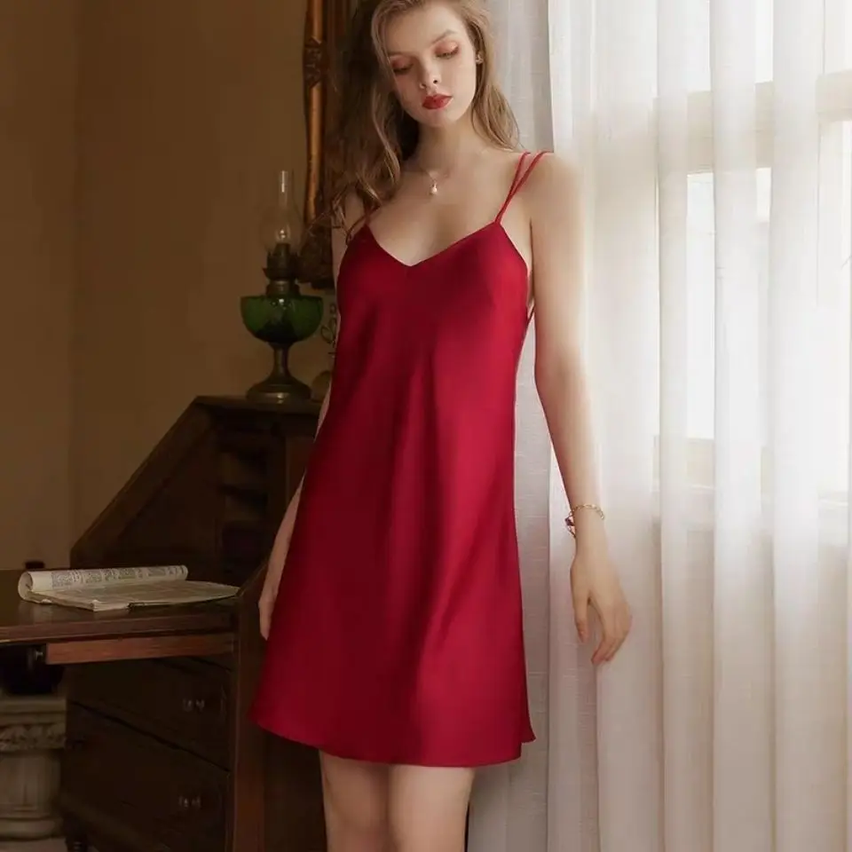 Hot cross backless sexy ice silk halter skirt silky hot seduction home nightgown sexy dress for bed
Hot cross backless sexy ice silk halter skirt silky hot seduction home nightgown sexy dress for bed