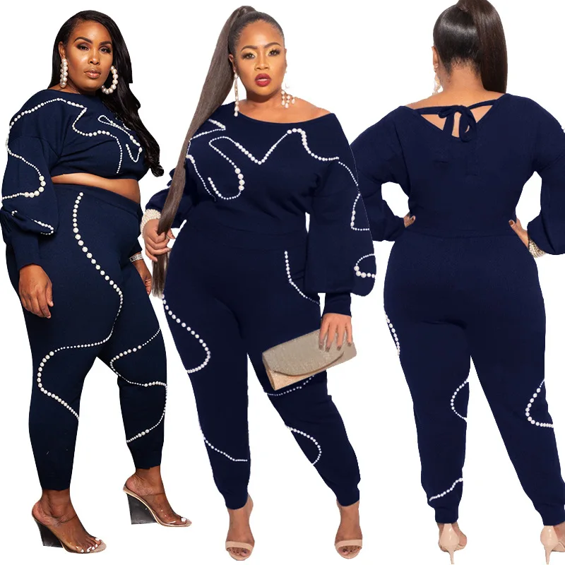 Wholesale Plus Size Womens Dress Bubble Pearl Loose Long Sleeve Two Piece Knitted Plus Size Ladies Puff Sleeves 2 Piece Set 4XL
Wholesale Plus Size Womens Dress Bubble Pearl Loose Long Sleeve Two Piece Knitted Plus Size Ladies Puff Sleeves 2 Piece Set 4XL