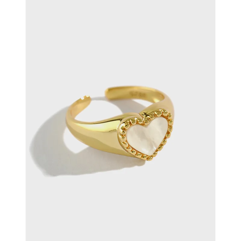 Hot Sale Romantic Heart Shape S925 Sterling Silver Ring Simple Gold Color Shell Love Open Ring
Hot Sale Romantic Heart Shape S925 Sterling Silver Ring Simple Gold Color Shell Love Open Ring