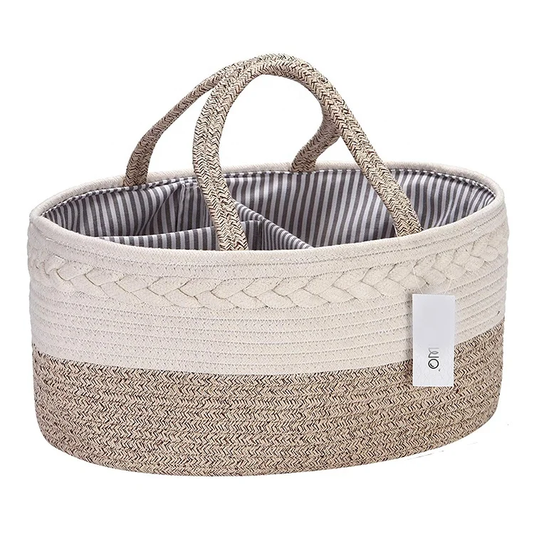 Handmade Baby Diaper Caddy Organizer Cotton Rope Storage Basket in Stock FBA DDP Shipping, Grey or customized color
Handmade Baby Diaper Caddy Organizer Cotton Rope Storage Basket in Stock FBA DDP Shipping, Grey or customized color