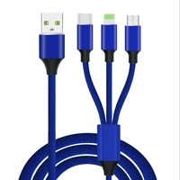 

SIPU factory price fast charging Usb Data Cable Colorful Braided Micro Usb Cable 3 In 1 Charger Cable