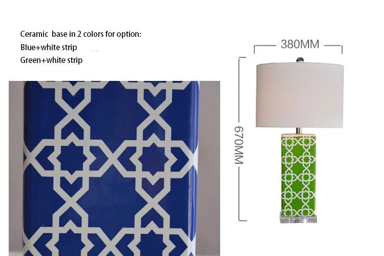 Modern Style Decorative ceramic table light desk lamp Blue Ceramic Table Lamps