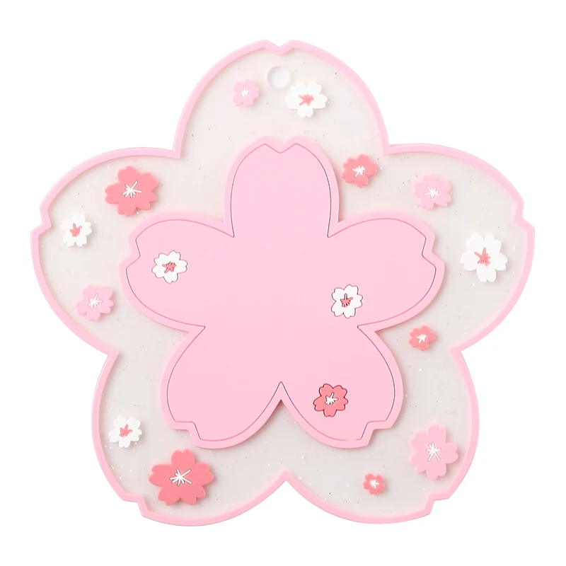 PVC coaster hot sale cherry blossom heat-resistant Japanese-style cute household kitchen supplies, Customized color
PVC coaster hot sale cherry blossom heat-resistant Japanese-style cute household kitchen supplies, Customized color