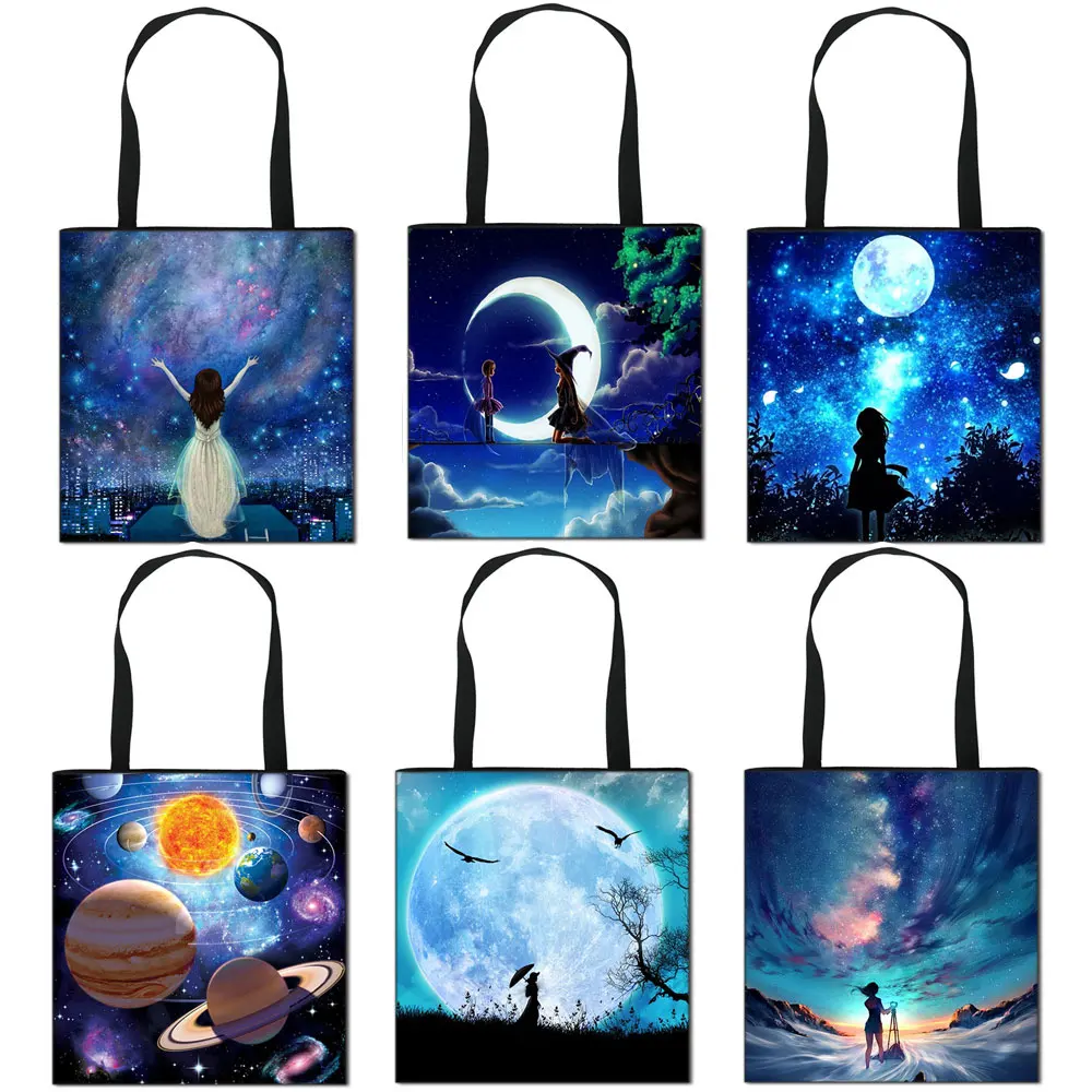 Starry Sky Print Tote Bag Big Capacity Handbags Galaxy Sky Foldable Storage Bag Female Lightweight Single Shoulder Shopping Bags, Black
Starry Sky Print Tote Bag Big Capacity Handbags Galaxy Sky Foldable Storage Bag Female Lightweight Single Shoulder Shopping Bags, Black