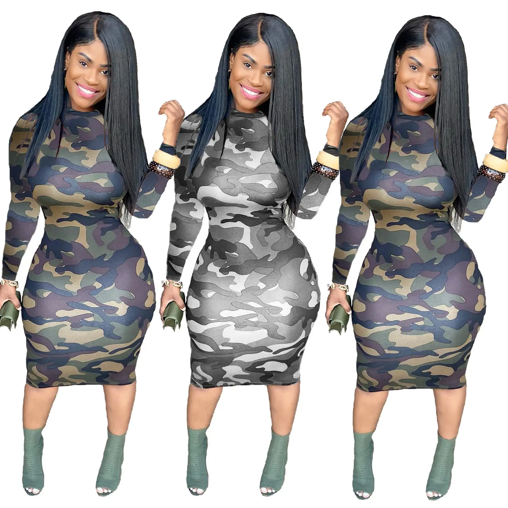 Wholesale New Style Sexy Wrap Arm Plus Size Women'S Camouflage Round Neck Long Sleeve Dress
Wholesale New Style Sexy Wrap Arm Plus Size Women'S Camouflage Round Neck Long Sleeve Dress