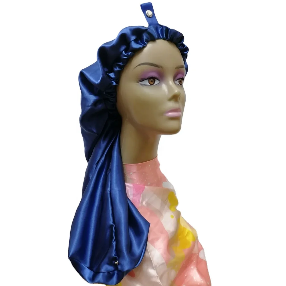 23" Wholesale Double Layers Snap Clasped Satin Bonnet for Women Sleeping Night Caps, Customized
23" Wholesale Double Layers Snap Clasped Satin Bonnet for Women Sleeping Night Caps, Customized