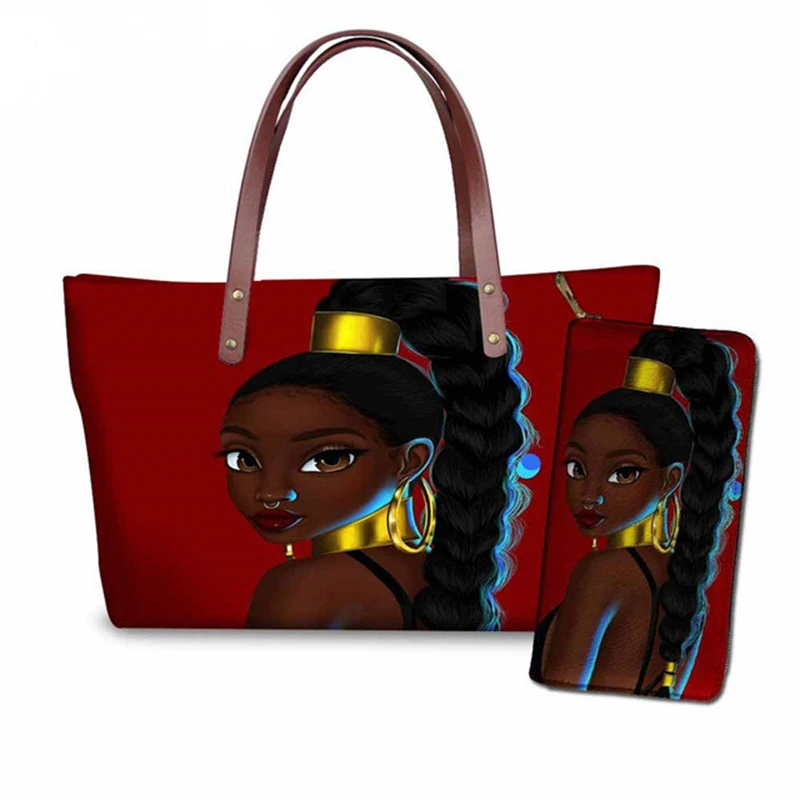 Black Art African Girl Printing bags sensor stripes model word convertible pastel handbag for women
Black Art African Girl Printing bags sensor stripes model word convertible pastel handbag for women