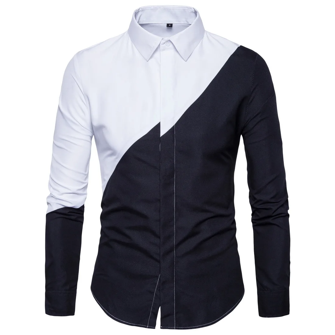 Trendy Fashion Shirts Men Black And White Stitching Long-Sleeved Blusas Largas Plus Size Shirts Men's Polo t-Shirts
Trendy Fashion Shirts Men Black And White Stitching Long-Sleeved Blusas Largas Plus Size Shirts Men's Polo t-Shirts