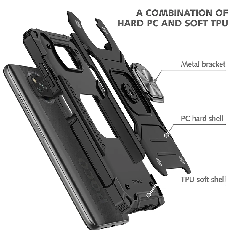 High Quality Shockproof TPU+PC Car Holder Magnetic Mobile Phone Case For Xiaomi POCO X3 NFC
High Quality Shockproof TPU+PC Car Holder Magnetic Mobile Phone Case For Xiaomi POCO X3 NFC
