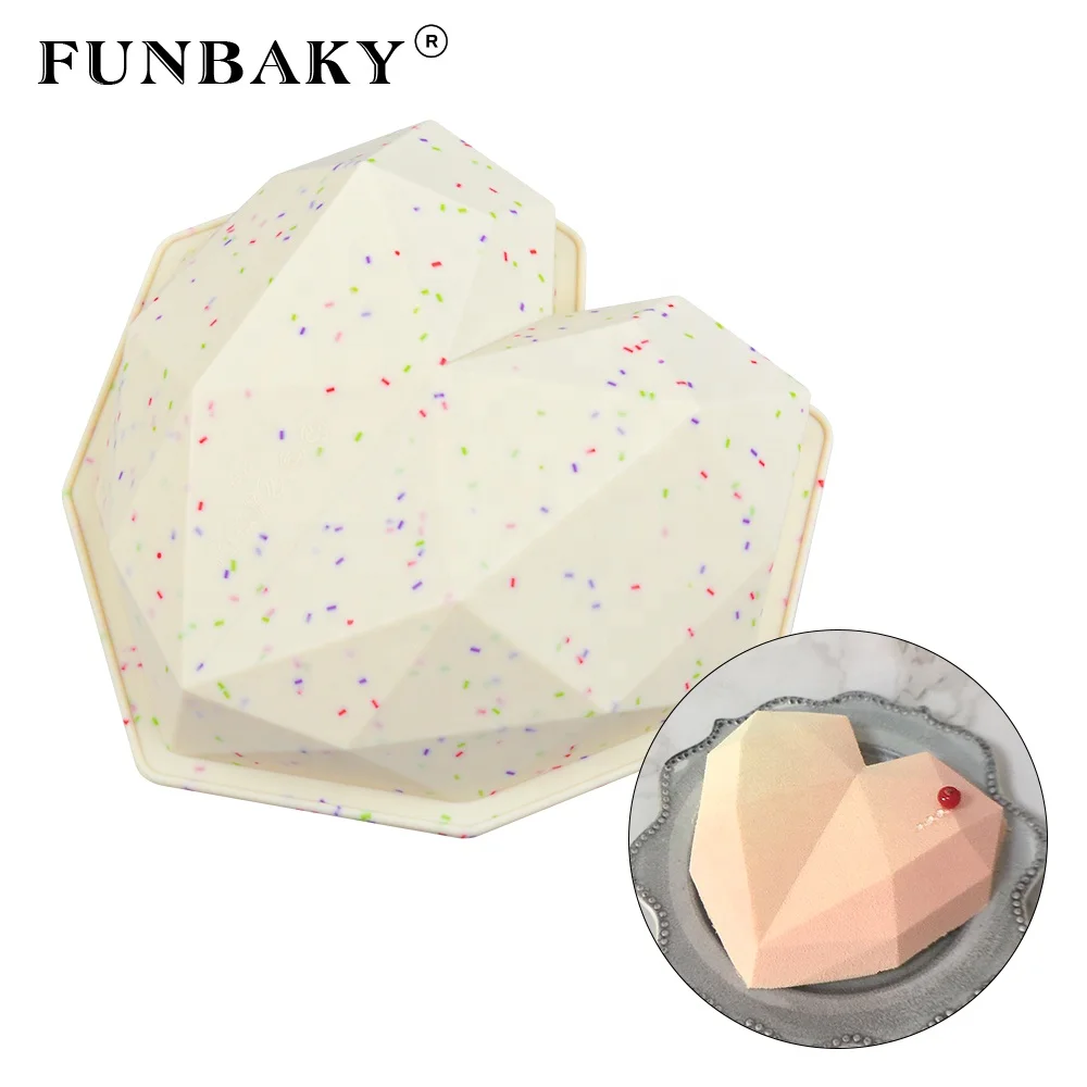 FUNBAKY JSC2566 Hot selling new design colored dots single mold geometric heart shape household mousse cake mold baking molds, Customized color
FUNBAKY JSC2566 Hot selling new design colored dots single mold geometric heart shape household mousse cake mold baking molds, Customized color