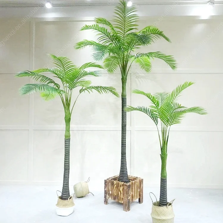 decorative green artificial areca palm potted tree