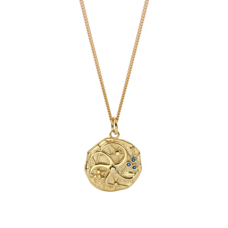 Retro baroque style necklace pendant cosmic planet irregular design gold plated coin necklace with bule zircon
Retro baroque style necklace pendant cosmic planet irregular design gold plated coin necklace with bule zircon
