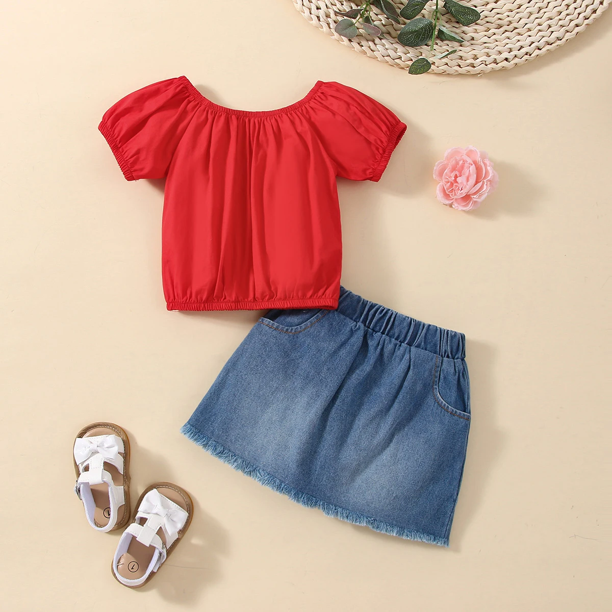 2022 New Summer Newborn Baby Clothes Red Short Sleeves Top + Denim Skirt Clothing Set for 3-24M Children
2022 New Summer Newborn Baby Clothes Red Short Sleeves Top + Denim Skirt Clothing Set for 3-24M Children